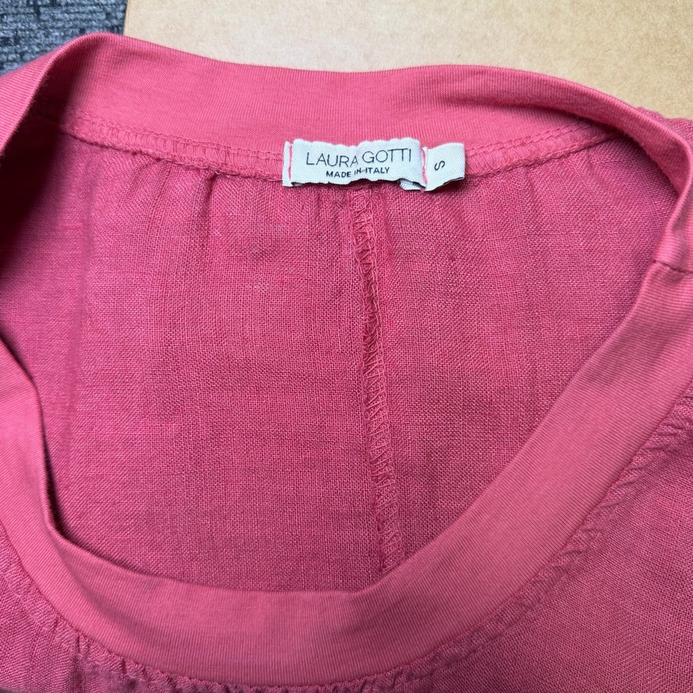 Laura Gotti Sleeveless Red Linen Maxi Dress Made in Italy Size Small, Summer - Picture 4 of 6